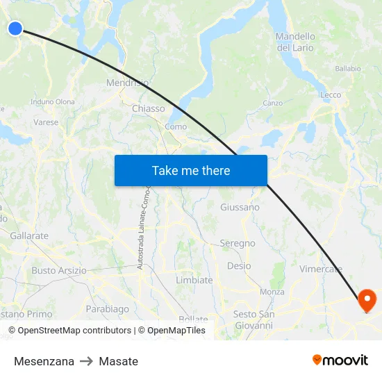 Mesenzana to Masate map