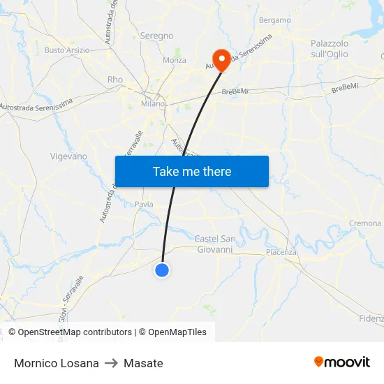Mornico Losana to Masate map