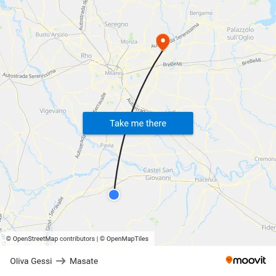 Oliva Gessi to Masate map