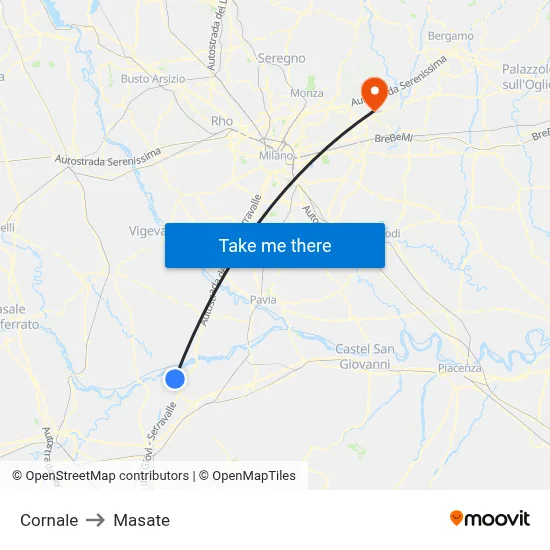 Cornale to Masate map
