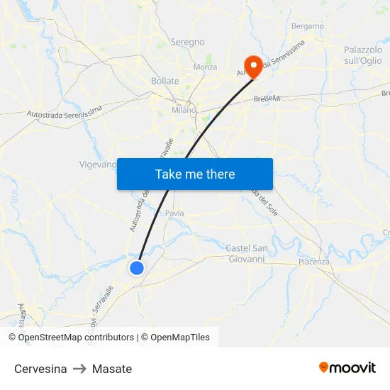 Cervesina to Masate map