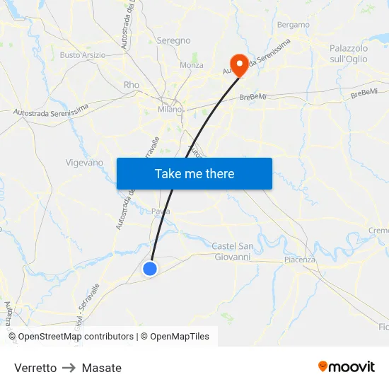 Verretto to Masate map