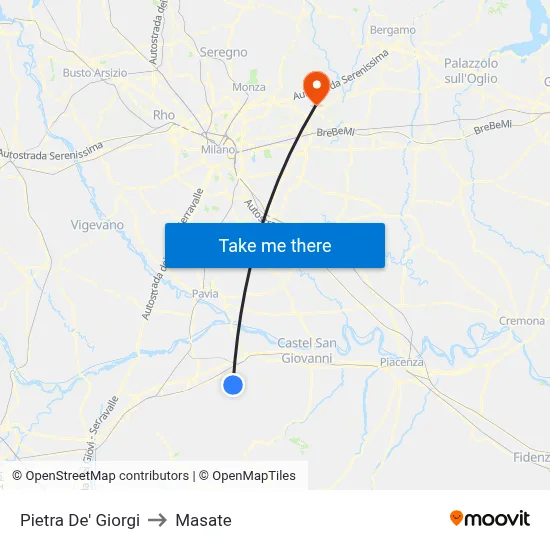 Pietra De' Giorgi to Masate map
