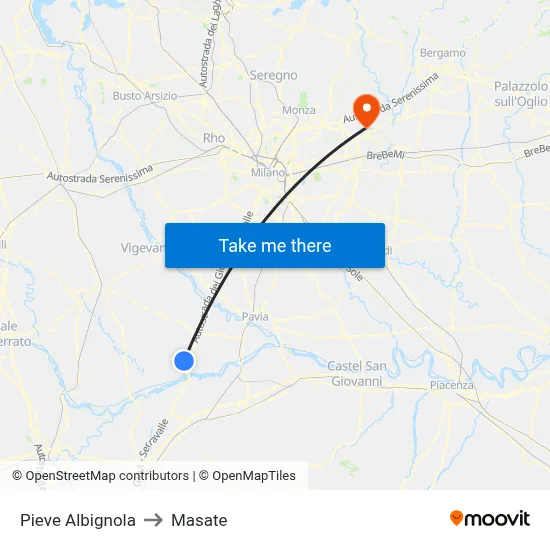 Pieve Albignola to Masate map