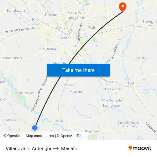 Villanova d'Ardenghi to Masate map