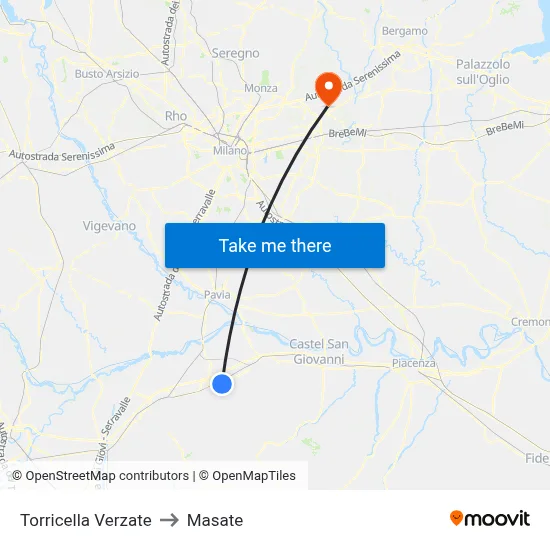 Torricella Verzate to Masate map
