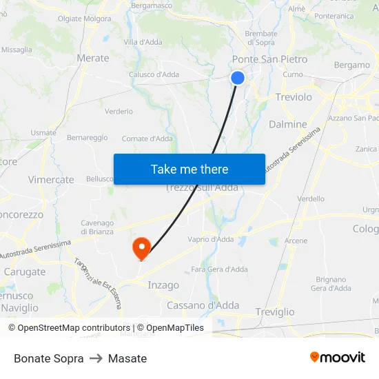 Bonate Sopra to Masate map