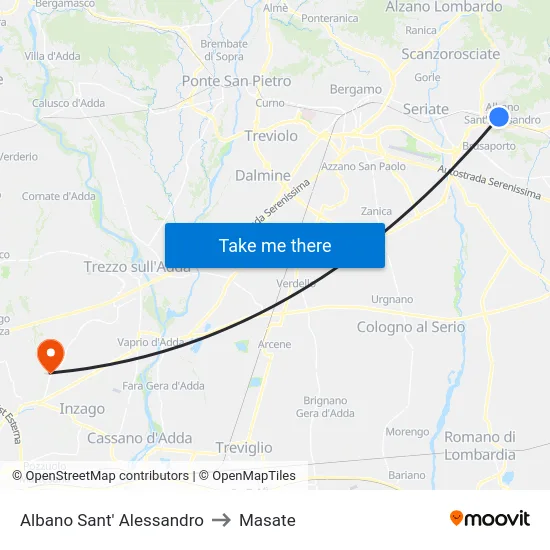 Albano Sant' Alessandro to Masate map