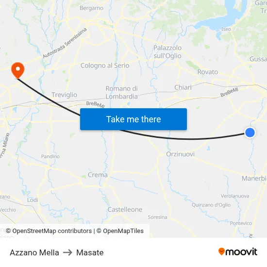 Azzano Mella to Masate map