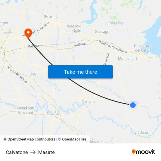 Calvatone to Masate map
