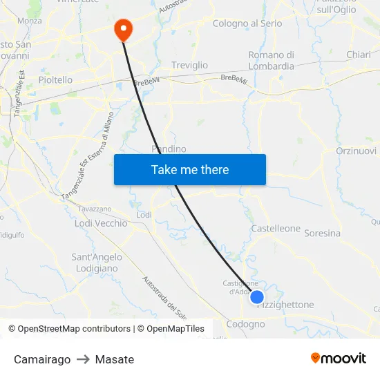 Camairago to Masate map
