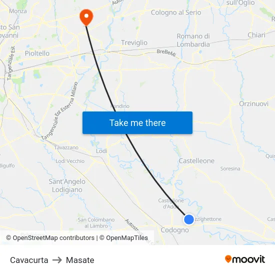 Cavacurta to Masate map