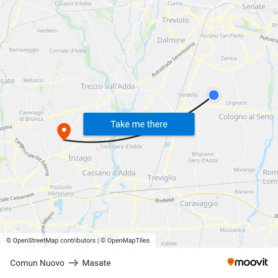 Comun Nuovo to Masate map