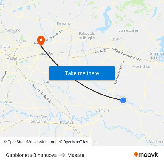 Gabbioneta-Binanuova to Masate map