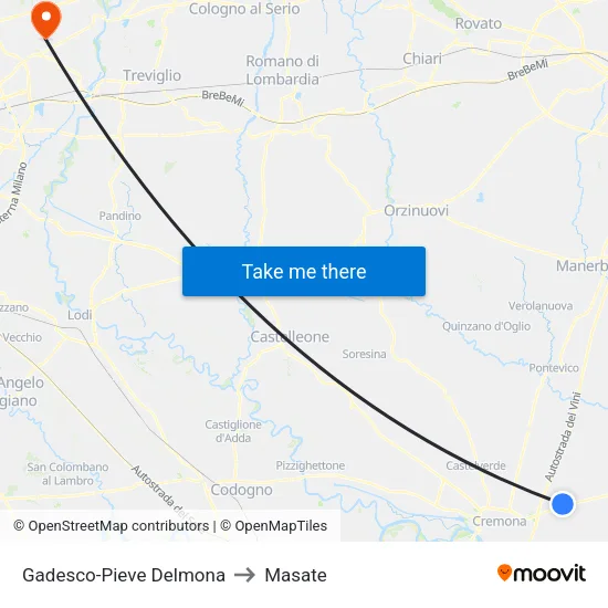 Gadesco-Pieve Delmona to Masate map