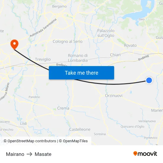 Mairano to Masate map