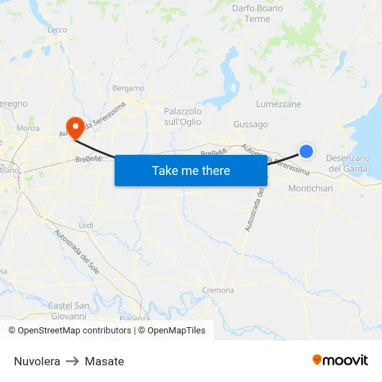 Nuvolera to Masate map