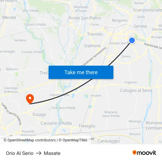 Orio Al Serio to Masate map