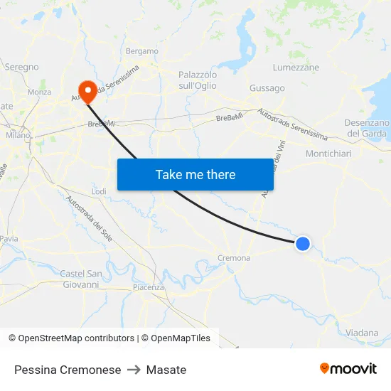 Pessina Cremonese to Masate map