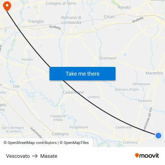 Vescovato to Masate map