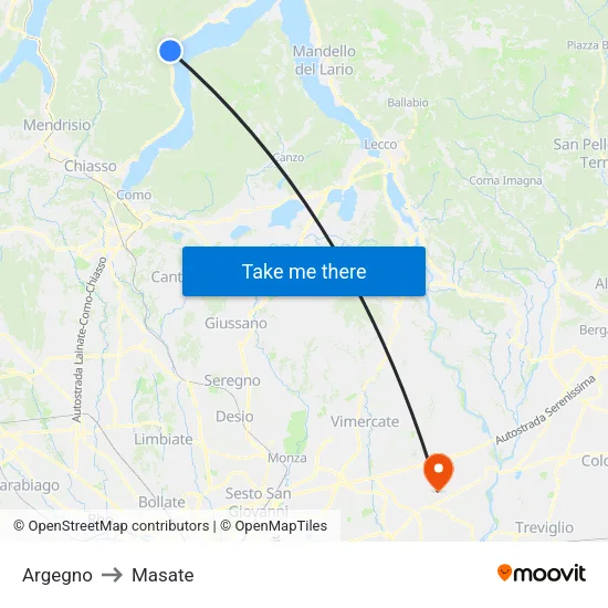 Argegno to Masate map