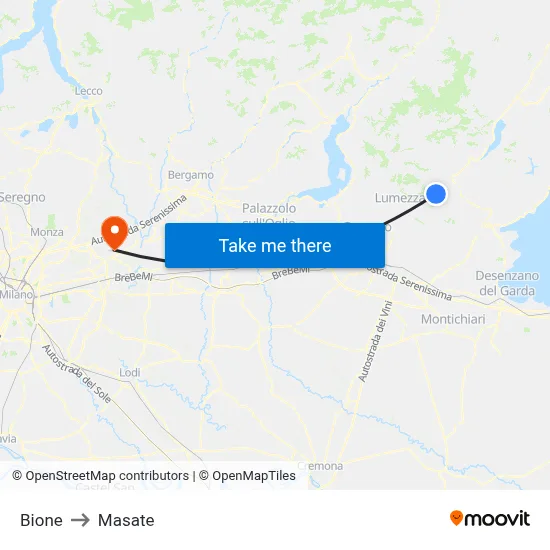 Bione to Masate map