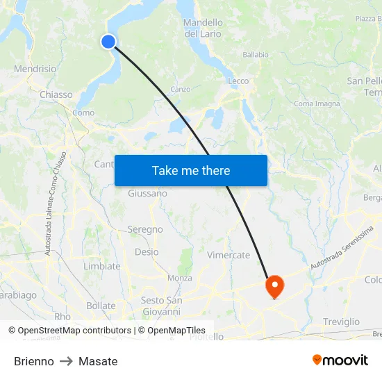 Brienno to Masate map