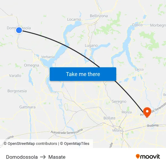 Domodossola to Masate map