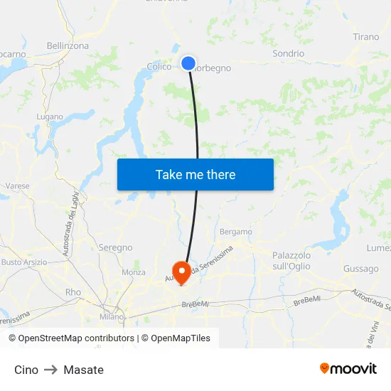 Cino to Masate map