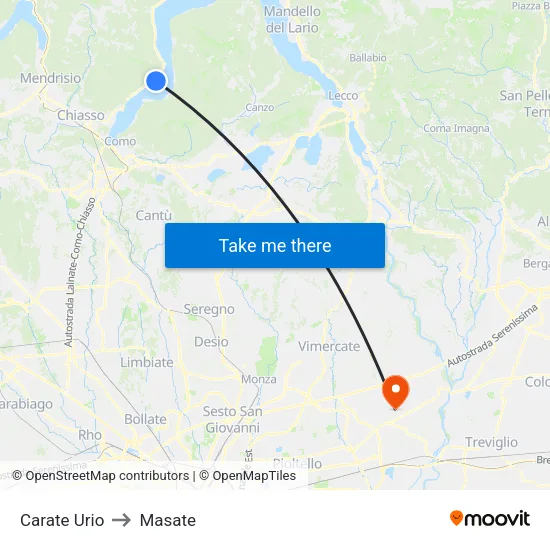 Carate Urio to Masate map