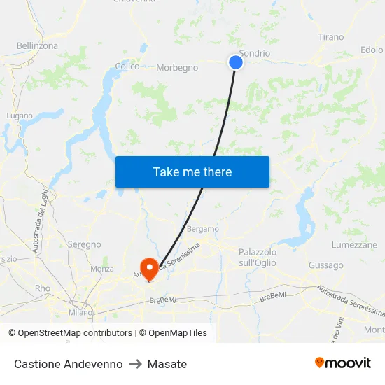 Castione Andevenno to Masate map