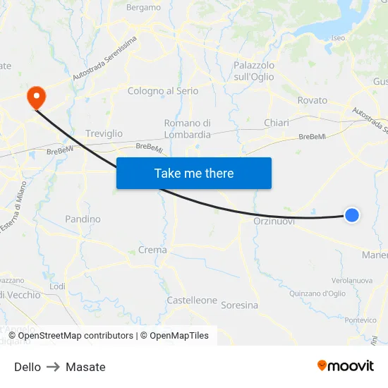 Dello to Masate map