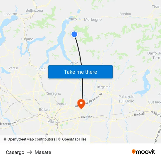 Casargo to Masate map