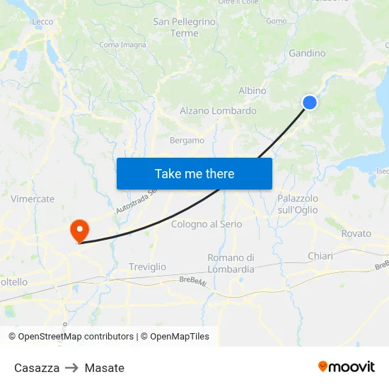 Casazza to Masate map