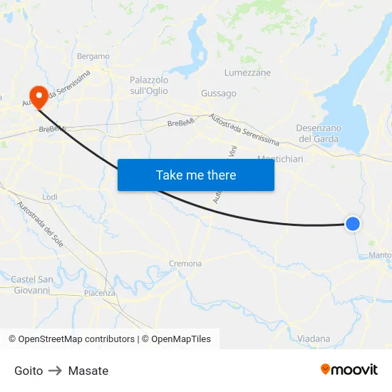 Goito to Masate map