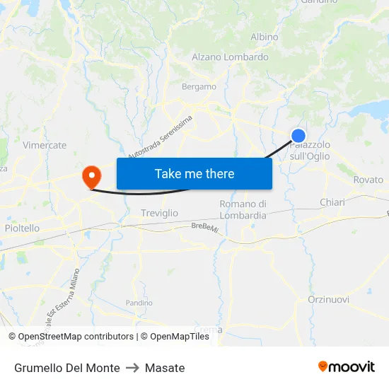 Grumello Del Monte to Masate map