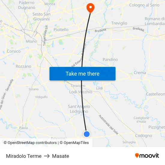 Miradolo Terme to Masate map