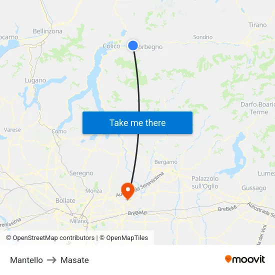 Mantello to Masate map