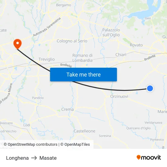 Longhena to Masate map