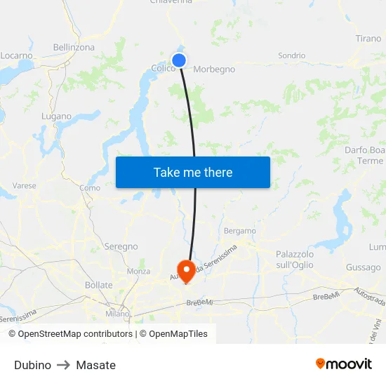 Dubino to Masate map