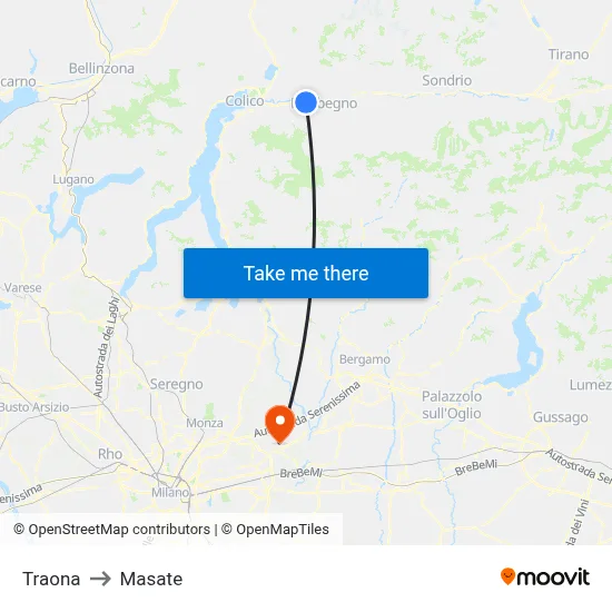 Traona to Masate map