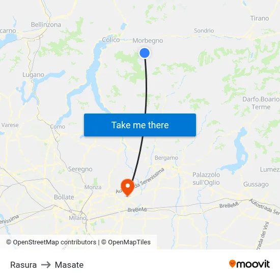 Rasura to Masate map