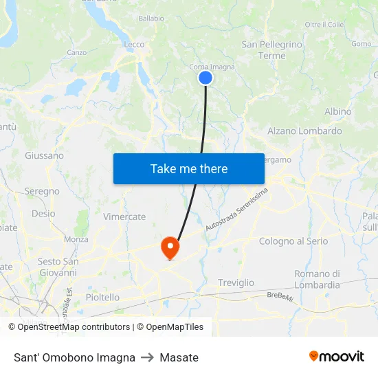 Sant' Omobono Imagna to Masate map