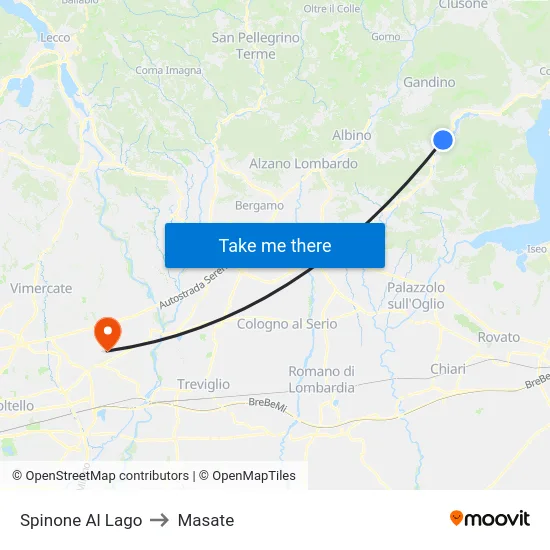 Spinone Al Lago to Masate map