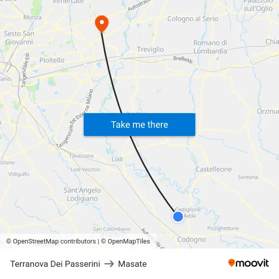 Terranova Dei Passerini to Masate map