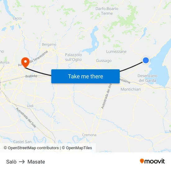 Salò to Masate map