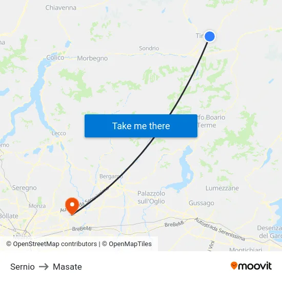 Sernio to Masate map