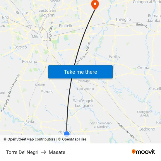 Torre De' Negri to Masate map