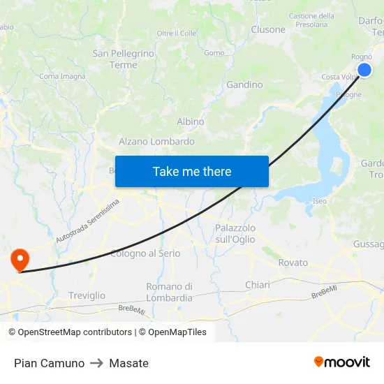 Pian Camuno to Masate map