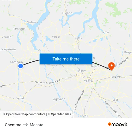 Ghemme to Masate map